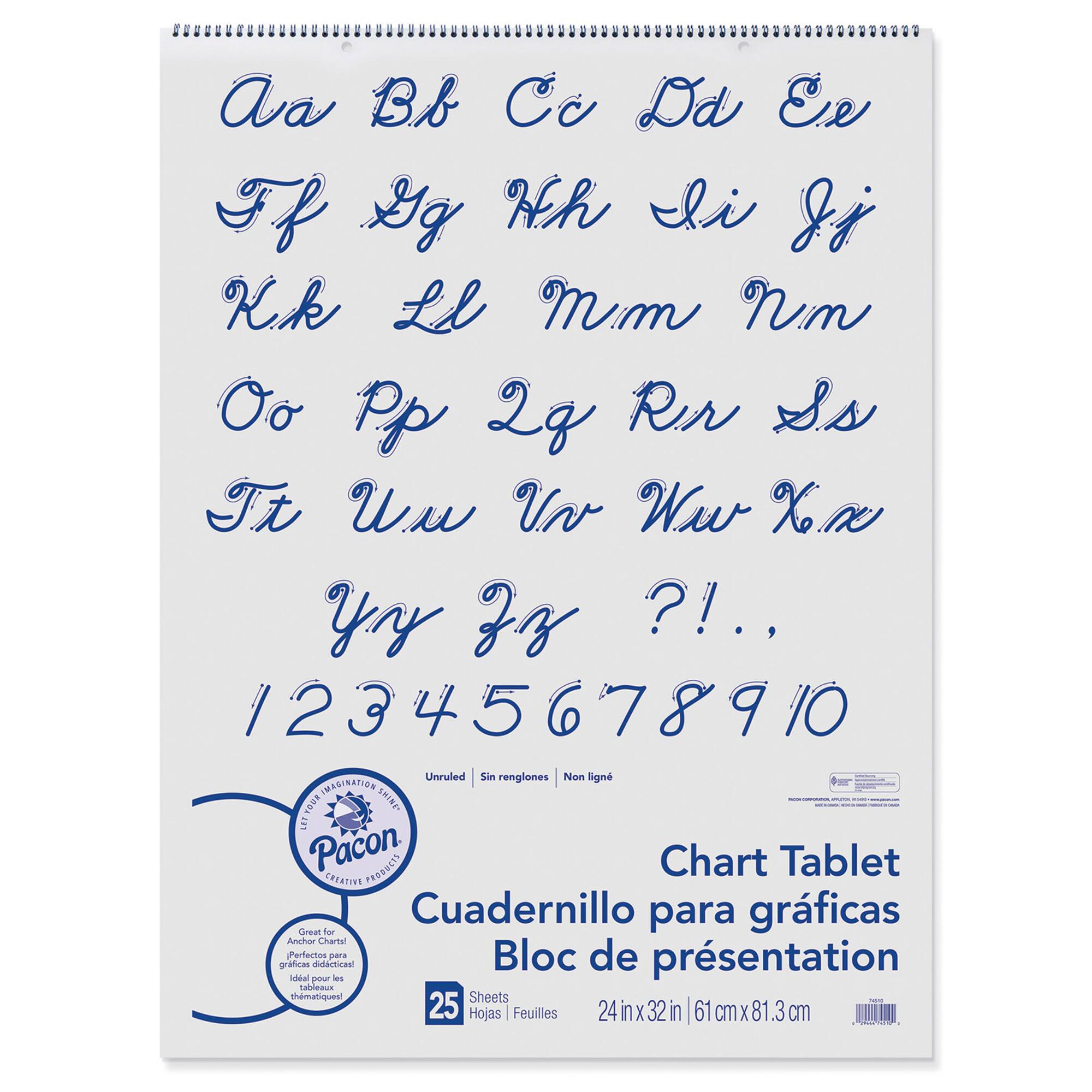 Pacon® 24" x 32" Cursive Cover Unruled Chart Tablets, 2ct.
